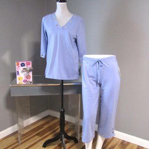 NWT IActive Periwinkle Sweats Top & Pants Capris